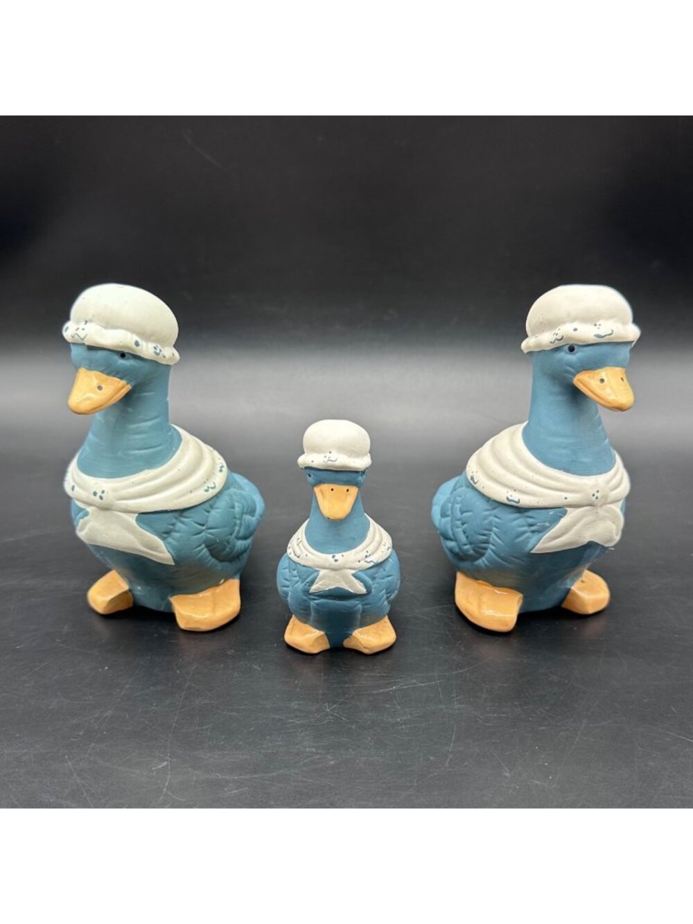 Vintage 1980s Blue Goose Shakers Toothpick Holder Set Cottage Farmhouse Taiwan